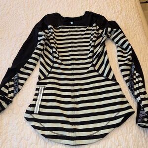 Lululemon Black and mint Striped Long Sleeve Top…Size 4.